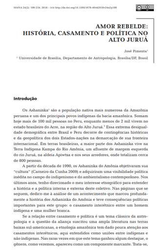 AMOR REBELDE: HISTÓRIA, CASAMENTO E POLÍTICA NO ALTO JURUÁ