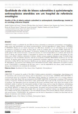 Qualidade de vida de idosos submetidos à quimioterapia antineoplásica atendidos em um hospital de referência oncológica