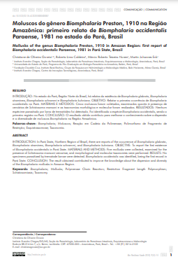 Moluscos do gênero Biomphalaria Preston, 1910 na Região Amazônica: primeiro relato de Biomphalaria occidentalis Paraense, 1981 no estado do Pará, Brasil