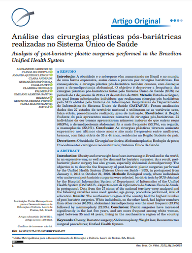 Análise das cirurgias plásticas pós-bariátricas realizadas no Sistema Único de Saúde