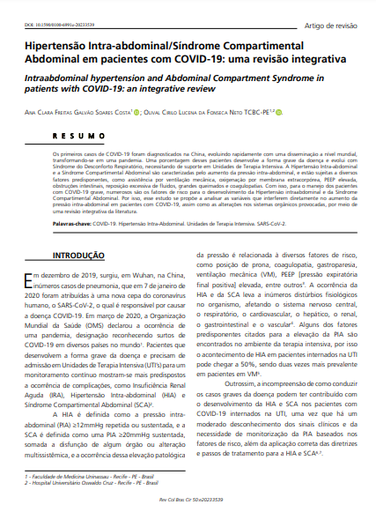 Intraabdominal hypertension and Abdominal Compartment Syndrome in patients with COVID-19: an integrative review