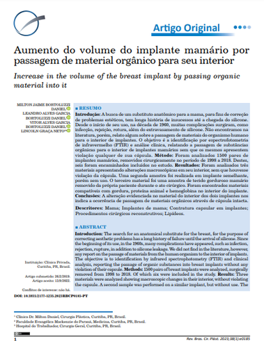 Aumento do volume do implante mamário por passagem de material orgânico para seu interior