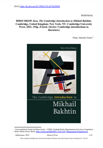 HIRSCHKOP, Ken. The Cambridge Introduction to Mikhail Bakhtin