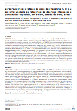 Soroprevalência e fatores de risco das hepatites A, B e C em uma unidade de referência de doenças infecciosas e parasitárias especiais, em Belém, estado do Pará, Brasil