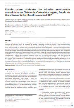 Estudo sobre acidentes de trânsito envolvendo motocicletas na Cidade de Corumbá e região, Estado do Mato Grosso do Sul, Brasil, no ano de 2007