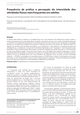 Frequência de prática e percepção da intensidade das atividades físicas mais frequentes em adultos