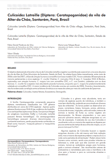 Culicoides Latreille (Diptera: Ceratopogonidae) da vila de Alter do Chão, Santarém, Pará, Brasil
