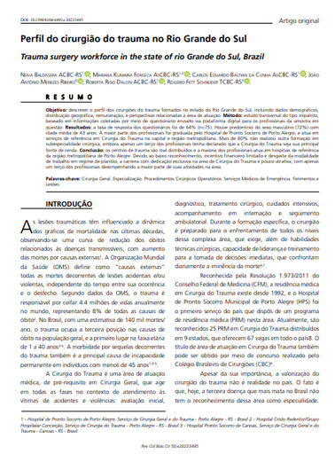 Trauma surgery workforce in the state of Rio Grande do Sul, Brazil