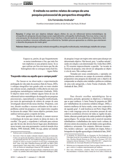 O método no centro: relatos de campo de uma pesquisa psicossocial de perspectiva etnográfica