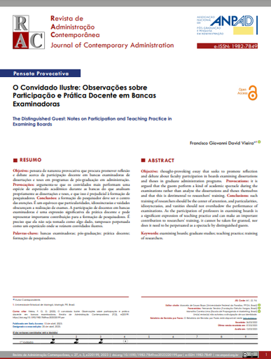 O Convidado Ilustre: Observações sobre Participação e Prática Docente em Bancas Examinadoras