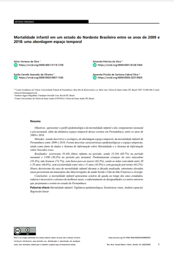 Infant mortality in a Brazilian Northeast State between 2009 and 2018: a temporal space approach