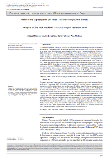 Análisis de la pesquería del jurel Trachurus murphyien el Perú