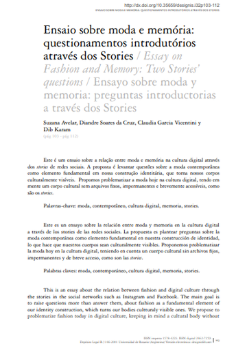 Ensaio sobre moda e memória: questionamentos introdutórios através dos Stories
