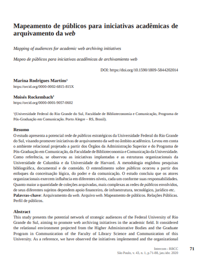 Mapeamento de públicos para iniciativas acadêmicas de arquivamento da web