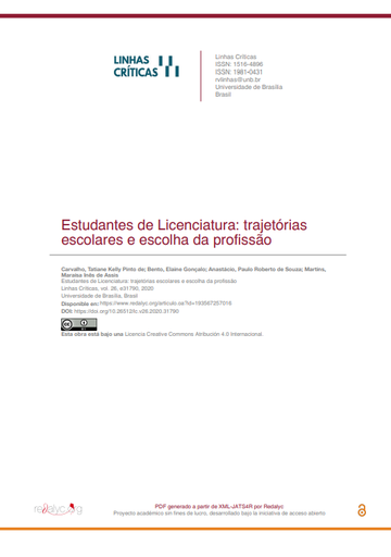 Estudantes de Licenciatura: trajetórias escolares e escolha da profissão