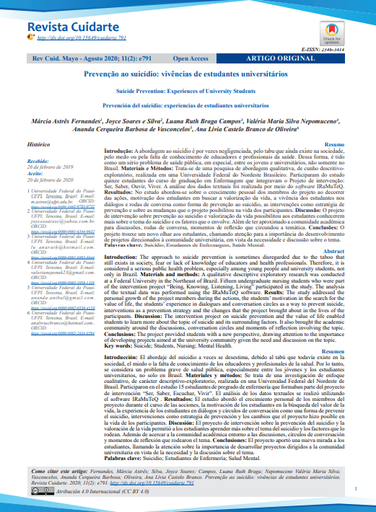 Prevenção ao suicídio: vivências de estudantes universitários