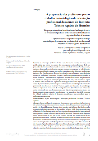 A preparação dos professores para o trabalho metodológico de orientação profissional dos alunos do Instituto Técnico Agrário do Huambo