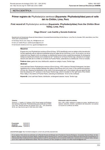 Primer registro de Phyllodactylus sentosus