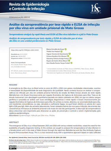 Análise da soroprevalência por tese rápido e ELISA de infecção por zika vírus em unidade prisional de Mato Grosso