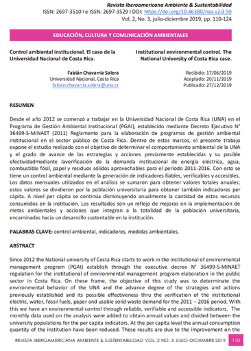 Control ambiental institucional. El caso de la Universidad Nacional de Costa Rica.
