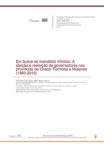 Em busca de mandatos infinitos. A eleição e reeleição de governadores nas províncias de Chaco, Formosa e Misiones (1983-2015)