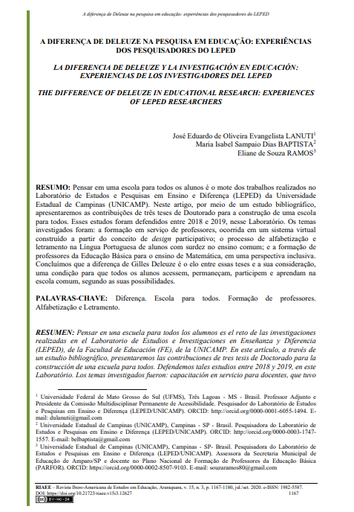 A DIFERENÇA DE DELEUZE NA PESQUISA EM EDUCAÇÃO: EXPERIÊNCIAS DOS PESQUISADORES DO LEPED
