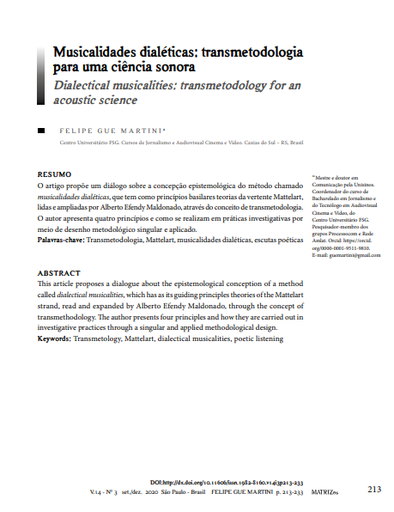 Musicalidades dialéticas: transmetodologia para uma ciência sonora