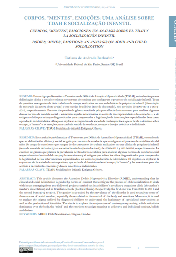 CORPOS, “MENTES”, EMOÇÕES: UMA ANÁLISE SOBRE TDAH E SOCIALIZAÇÃO INFANTIL