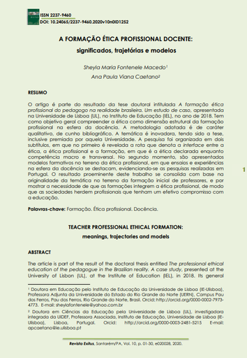 A FORMAÇÃO ÉTICA PROFISSIONAL DOCENTE: significados, trajetórias e modelos