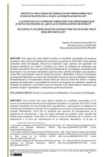 DOCÊNCIA NOS CURSOS DE FORMAÇÃO DE PROFESSORES QUE ENSINAM MATEMÁTICA: O QUE AS PESQUISAS REVELAM?
