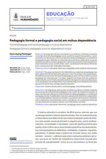 Pedagogia formal e pedagogia social em mútua dependência