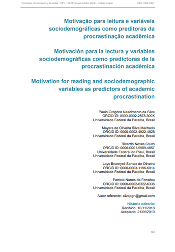 Motivação para leitura e variáveis sociodemográficas como preditoras da procrastinação acadêmica