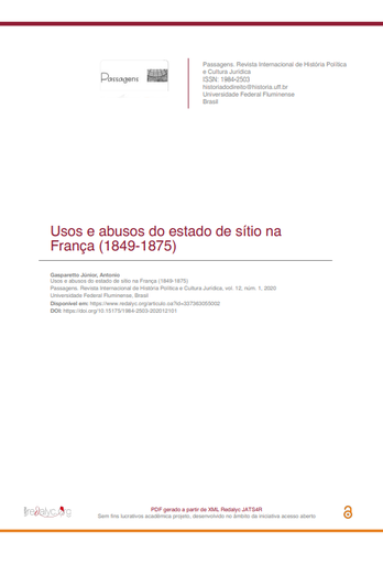 Usos e abusos do estado de sítio na França (1849-1875)