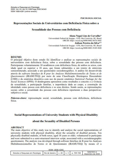 Representações Sociais de Universitários com Deficiência Física sobre a Sexualidade das Pessoas com Deficiência