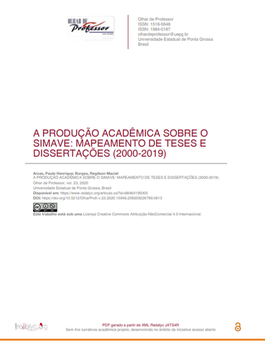 A PRODUÇÃO ACADÊMICA SOBRE O SIMAVE: MAPEAMENTO DE TESES E DISSERTAÇÕES (2000-2019)