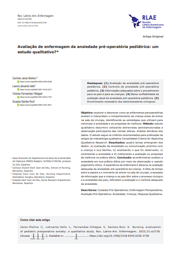 Nursing evaluation of pediatric preoperative anxiety: a qualitative study