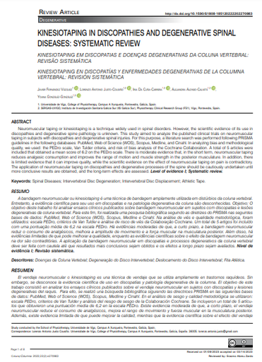 KINESIOTAPING IN DISCOPATHIES AND DEGENERATIVE SPINAL DISEASES: SYSTEMATIC REVIEW