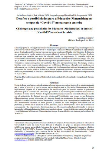 Desafios e possibilidades para a Educação (Matemática) em tempos de “Covid-19” numa escola em crise