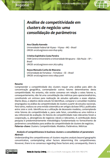 Análise de competitividade em clusters de negócio: uma consolidação de parâmetros