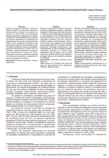 Doenças respiratórias e seguimento de crianças menores de cinco anos de idade: revisão da literatura