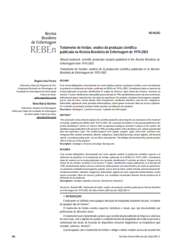 Tratamento de feridas: análise da produção científica publicada na Revista Brasileira de Enfermagem de 1970-2003