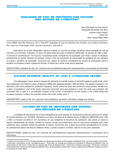 Qualidade de vida de indivíduos com HIV/AIDS: uma revisão de literatura