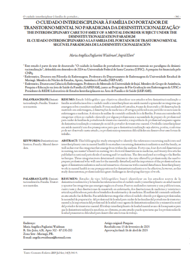 O cuidado interdisciplinar à família do portador de transtorno mental no paradigma da desinstitucionalização