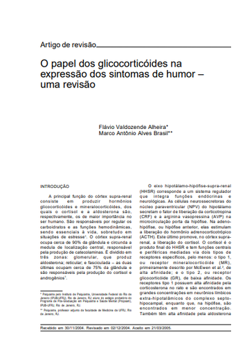 O papel dos glicocorticóides na expressão dos sintomas de humor: uma revisão