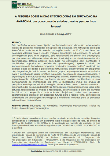 A PESQUISA SOBRE MÍDIAS E TECNOLOGIAS EM EDUCAÇÃO NA AMAZÔNIA: um panorama de estudos atuais e perspectivas futuras