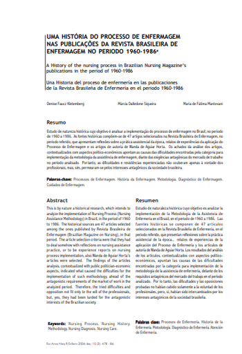 Uma história do processo de enfermagem nas publicações da Revista Brasileira de Enfermagem no período 1960-1986