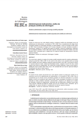 Administração de medicamentos: análise da produção científica de enfermagem