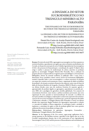 A DINÂMICA DO SETOR SUCROENERGÉTICO NO TRIÂNGULO MINEIRO/ALTO PARANAÍBA