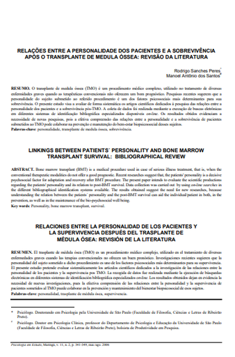 Relações entre a personalidade dos pacientes e a sobrevivência após o transplante de medula óssea: revisão da literatura