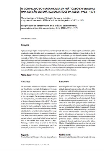O significado do pensar/fazer da prática do enfermeiro: uma revisão sistemática em artigos da REBEn 1932-1971